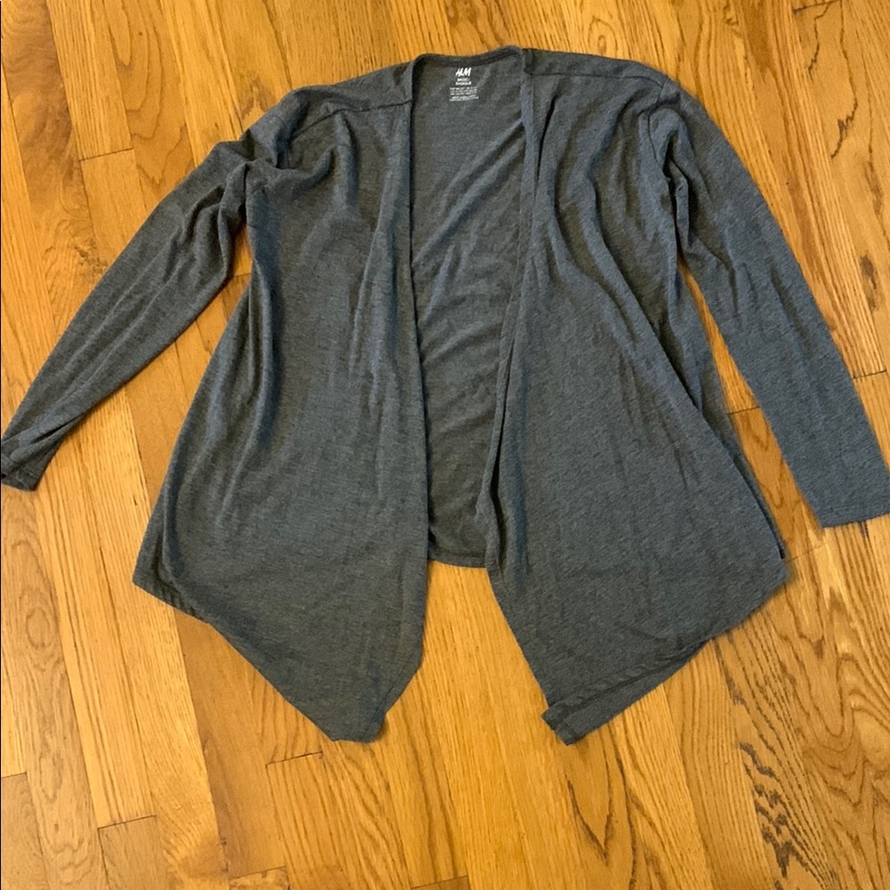 H&M Gray Waterfall Cardigan Sweater